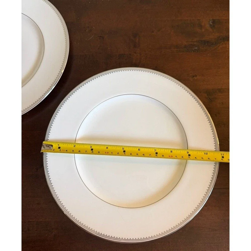 Vera Wang Wedgewood Grosgrain 10.75” Platinum Bone China Dinner Plates Set of 2